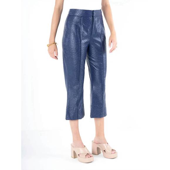 NEW EMILY MCCARTHY saylor pants in navy ostrich leather - Picture 3 of 5